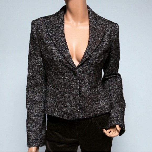 BCBGMaxAzria Jackets & Blazers - BCBGMAXAZRIA Blazer Jacket  Size XSS Dark Brown White Wool Silk